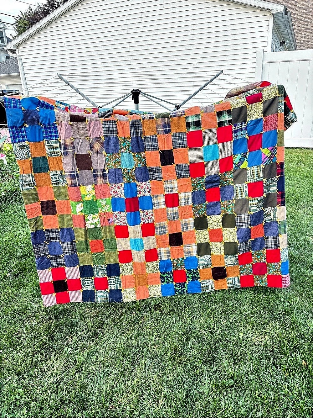 Vintage Handmade Multicolor Patchwork Quilt 39x86 See Pictures